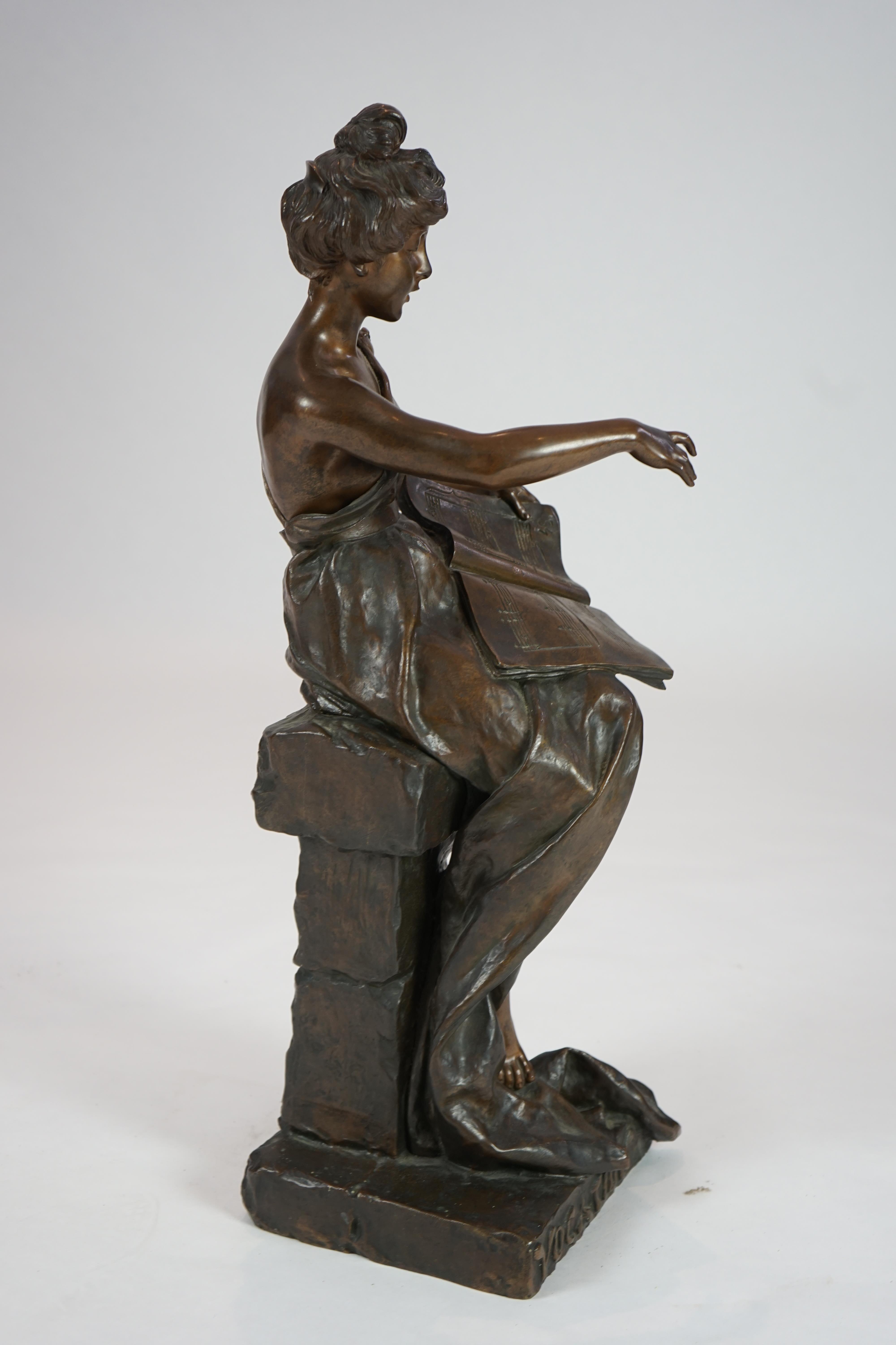 Emmanuel Villanis (French, 1858-1914). A late 19th century bronze figure 'Vocation'